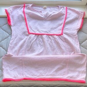 Crewcuts Light Pink Gauze swim coverup with Neon Pink Trim